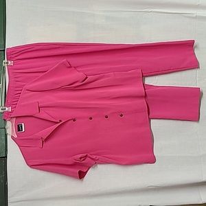 2-piece Coord Set Hot Pink Crepe Pantsuit Sz L Allison & Co
